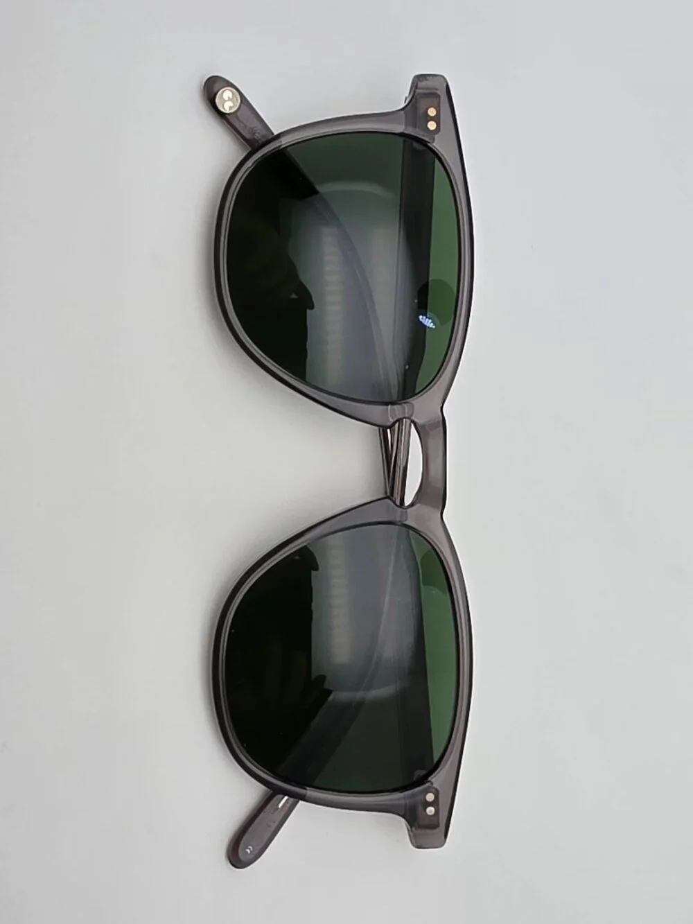 Garrett Leight Brooks Grey Frame Polarized Pure Green Lens Sunglasses w/ Case